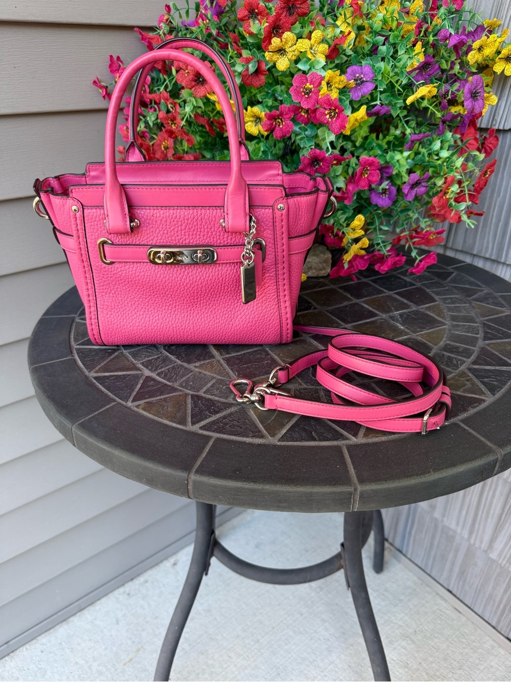 Coach Swagger Carryall 21 inHot Pink Pebble leather.